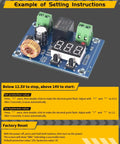 Setting instructions for Rock Solid 12 To 36 Volt Dc Voltage Protection Module With Digital Low Voltage Disconnect Switch.