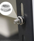 Close-up of 50 Sets M6 Hex Serrated Flange Nuts Kit with 304 Stainless Steel Lock Nuts and Washers in automotive use.