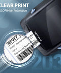 Top Tier Desktop Thermal Label Printer That Smoothly Handles Address File Folder And Barcode Rolls For Streamlining Your Daily Shipping Grind Up To Three Thirty Five Inch Width With Zero Hassle Setup, displaying clear 203DPI printed labels.