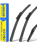 Smart Fortwo All Season Windshield Wiper Blade Replacement Set 2007 Through 2014 with three heavy duty rubber blades.