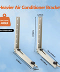 Beefy Outdoor Split AC Mount Bracket, heavy-duty foldable wall mount fits 7000 to 18000 BTU, supports up to 400 lb, side view.