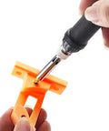 Using Six Piece Heat Set Insert Tool Kit With Soldering Iron Tips For Thread Inserts M2 To M6 All In One Heat Tool For 3D Printers on plastic.