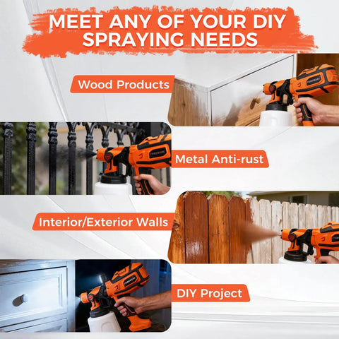 Smooth Operator Hvlp Paint Sprayer For House Painting And Cabinet Styling With Adjustable Flow Settings and Hella Even Coverage in use on various surfaces.
