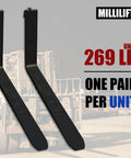 Built Like A Tank Job Site Ready Straight Up Heavy Duty Workhorse Sixty Inch Forged Pallet Fork Blades 4400 Lb Capacity ITA Class II Hook Style Replacement Forks For Forklifts Skid Steers And Tractor Loaders Pair, black steel pallet forks.