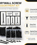 Drywall Screw Set 130 Piece Assortment With Six Sizes shown in clear storage case