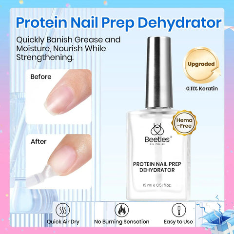 Protein Nail Prep Dehydrator And Primer Set Pro Grade 15ml Each 2 Piece HEMA Free Bonding Kit with before and after nail results