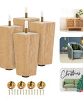 Four Point Five Inch Square Wood Furniture Legs Set Of Four With Adjustable Levelers for Couch Bed Table Installation