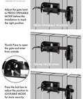 Heavy Duty Thumb Gate Latch Kit With 8 Inch Decorative Handle For Wooden Fences And Gates Self Closing Outdoor Gate Lock For Wood Metal Vinyl Pool And Garden In Black Finish installation instructions