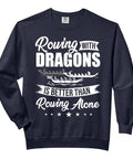 Dragon Boat Racing Sweatshirt For Adult Paddlers Relaxed Fit Crewneck Soft Washed Style with dragon boating text design