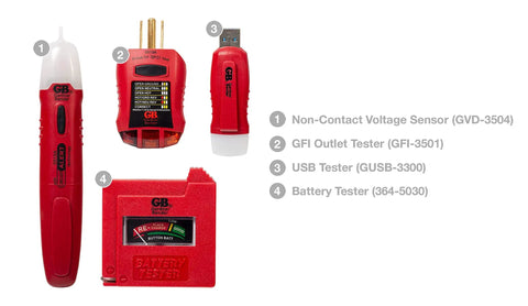 Household Electrical Tester Kit For Do It Yourself Homeowners With Voltage Tester, GFCI Tester, USB Tester, Battery Tester