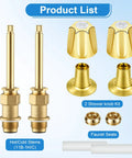 Gold Bathtub Shower Trim Kit For Price Pfister Valve with brass knobs, flanges, stems, and seats for easy DIY repair.