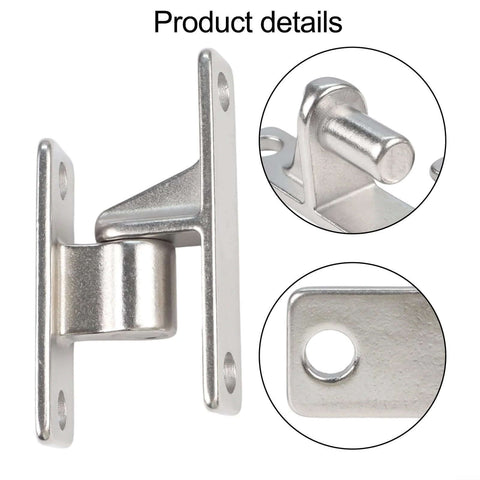 Close-up of heavy duty stainless steel gate hinges, showcasing 304 stainless steel construction for outdoor use and high load capacity.
