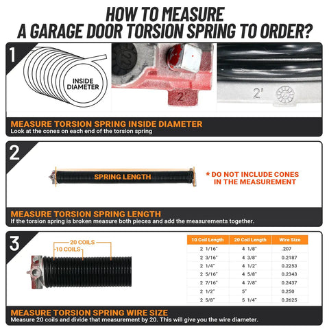 Diagram explaining measurements for Beefy 0.225 Inch By 2 Inch By 27 Inch Garage Door Torsion Springs Pair With Winding Bars.