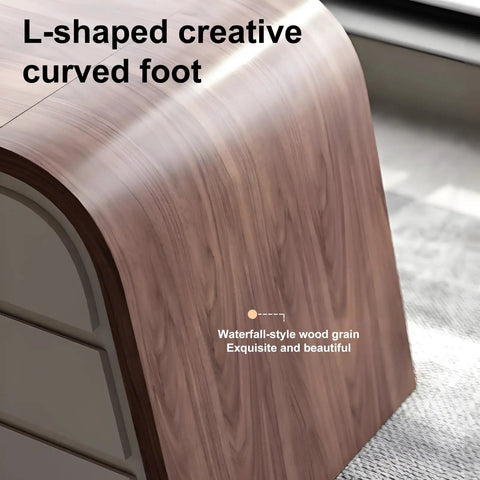 L shaped creative curved foot of Slick Oversized L Shaped Home Office Desk With Solid Wood Base And Deep Storage Drawers.