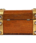 Wooden box with antique copper miniature chest hinges and gold accents, featuring durable small iron hinges for cabinets