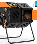 Dual Chamber 45 Gallon Compost Tumbler With 360 Degree Rotating Design For Outdoor Use No Fuss Continuous Composting Adjustable Vents