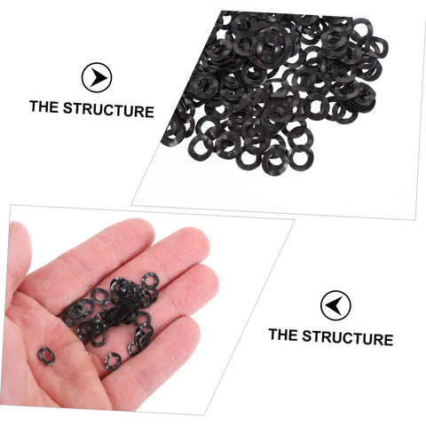 Wave Washers Kit With 500 Pieces Compression Type Wave Washers For Screws And Bolts Elastic Impact Resistant Smooth Surface Load Distribution Loosening Prevention Heavy Duty Repair And DIY Projects black washers in hand