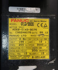 3 Phase Servo Motor 2.8 kW 3000 RPM 155V AC Heavy Duty Pro Grade for CNC and Industrial Robotic Systems Shaft Diameter 1.375 in Model A06B-0143-B075 High Torque Servo nameplate
