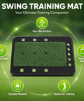 Pro-Grade Swing Training Mat For Golf Practice Rubber Hitting Pad, features like slip-proof rubber surface, green turf center