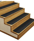 Set of 15 Skid Resistant Double Ribbed Carpet Stair Treads Smokey Black 9x36 Inches Non Slip Backing Safe Steps for Hardwood and Carpet
