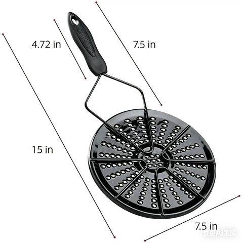 7.5 Inch Colombian Budare Arepa Grill for Stovetop and Gas Stove, Perforated Design, 15-inch handle length for easy use