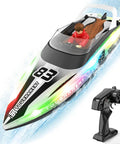 RC Boat With LED Lights, Self Righting, Waterproof Remote Controlled Watercraft For Pools, Lakes, And Baths, Remote Included