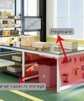Heavy Duty Stainless Steel 3 Tier Work Bench With Perforated Side Panel And Wide Top For Rock Solid Packing Station Storage showing pegboard and large-capacity storage.