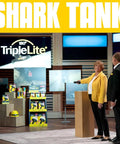 Presentation of Dope Rechargeable LED Flashlight With 180 Degree Wide Beam on Shark Tank stage with product displays