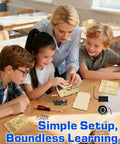Children assembling parts of Hands-On FM Radio Kit For Kids And Teens Ages 8 12 13 14 STEM Toys Electronics Project with adult guidance