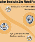Top Shelf Carbon Steel Serrated Flange Hex Nuts 5/16-18 Inch Assortment Kit close-up of zinc plated carbon steel hardware.