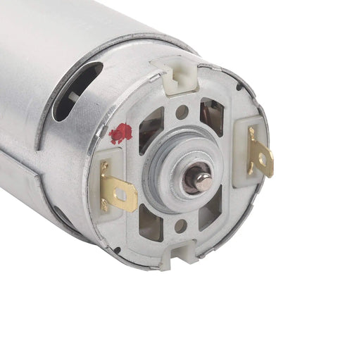 Dual Pack 550 24V Electric Motor For Kids Ride On Cars, High Speed RS550 24 Volt Motor with metal housing, close-up view