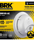 Hardwired AC Smoke Alarm With 10 Year Sealed Battery Backup And Smart Sensing Tech in packaging with advanced smoke protection features.