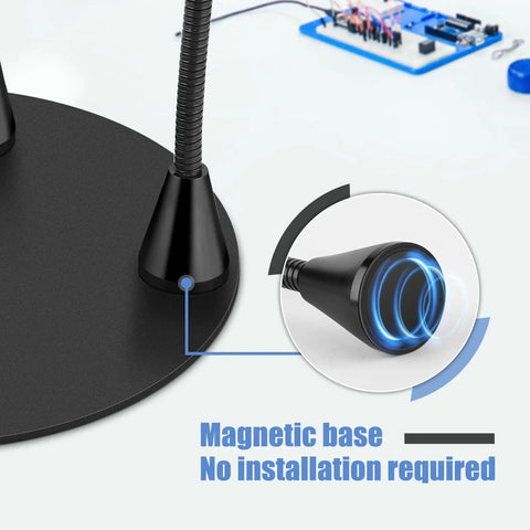Magnetic Helping Hands Soldering Station No Fuss Setup With 10X Magnifying Glass And Light Four Flexible Arms PCB Holder base.