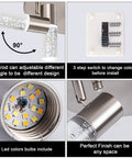 Five Head Dimmable LED Ceiling Spotlight Track Lighting Kit details showing adjustable rod, color switch, and LED bulbs