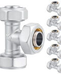 Six Pack Three Quarter Inch Equal Air Piping Fittings Brass Nickel Plated For Shop Compressed Air Line System 200 Psi
