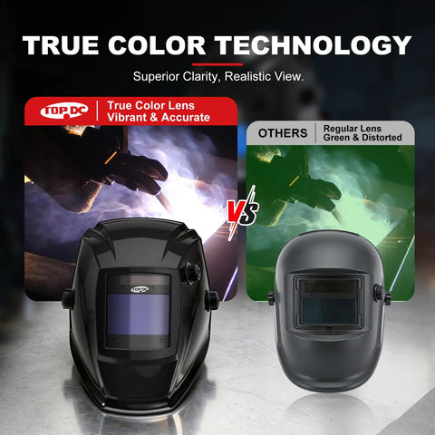Auto Darkening Welding Helmet With Large 3.94 By 2.64 Inch Viewing Window True Color Lens Four Arc Sensors Solar Powered