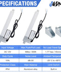 12V High Speed Linear Actuator With 8 Inch Stroke And 66 Lb Load, 1.77 Inches Per Second Travel, IP54 Waterproof, includes brackets