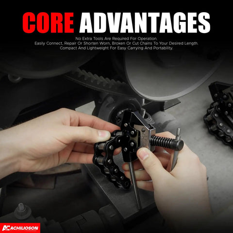 Hands using Beefy All In One Chain Breaker Tool Kit For Bikes And Motorcycles Includes Holder Puller And Cutter