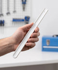 Heavy Duty Drawer Slides With Plastic And Metal Construction White Cabinet Drawer Rail For Stable Support And Silent Movement Perfect For Baskets And Shelves For Everyday Use, white drawer slide rail held in hand