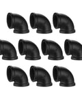 Three Quarter Inch Black Pipe Elbow Set, 10 Pack DN20 Threaded Cast Malleable Iron Fittings For DIY Plumbing Display