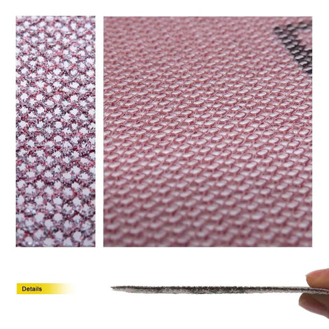 Grab These 10 Pro Mesh Sanding Discs For Dust Free Grindin' Jobs. 9 Inch layered mesh close-up showing details and texture.