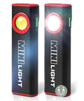Two Pack 1600 Lumen EDC Flashlight With Magnetic Clip, Dual LED Spotlight And COB Flood Light, 3 Modes, shown in ruby red.