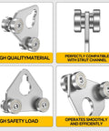 Four Wheel Trolley Assembly Roller For One And Five Eighths Inch Wide Strut Channel Heavy Duty Steel With Lifting Eye Nut Pack Of Two