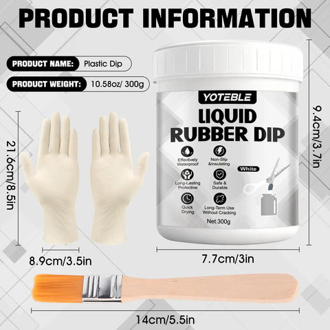Peelable Rubber Dip For Tools White Plastic Dip Grippy Anti Slip Durable Tool Handle Coating Waterproof Protection For Metal Wood Plastic In Extreme Temps Minus 30 F To 200 F Includes Brush And Gloves 300g
