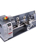 1100 Watt Mini Metal Lathe With 220Mm By 750Mm Swing Capacity showing variable speed control and digital milling features.