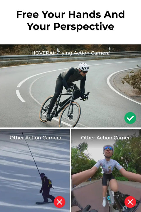 Cyclist captured by Lit 8K Action Flying Camera Drone With Foldable Design 42 KMH Follow Speed