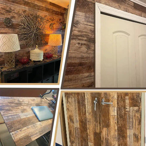 Peel and Stick Distressed Wood Plank Wallpaper Rustic Wood Grain Vibe Removable Self Adhesive Brown Shiplap Vinyl Film in home decor