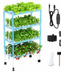 Space Saving Vertical Garden Tower With Wheels, 108 Plant Sites Aquaponics Kit For Indoor Outdoor Growing, 4 Tier PVC U Pipes