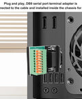 DB9 Solderless RS232 To 9-Pin Port Spring Terminal Breakout Adapter installed in computer chassis