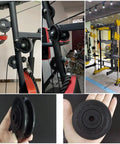Two Pack 90mm Nylon Cable Pulley Wheels Replacement For Fitness Lat Pulldown And Cable Machines Lightweight Bearings Easy Install Universal 90mm Wheel Roller To Upgrade Your Home Gym Gear And Strength Training Parts, showing pulleys in use and close-up of nylon wheel